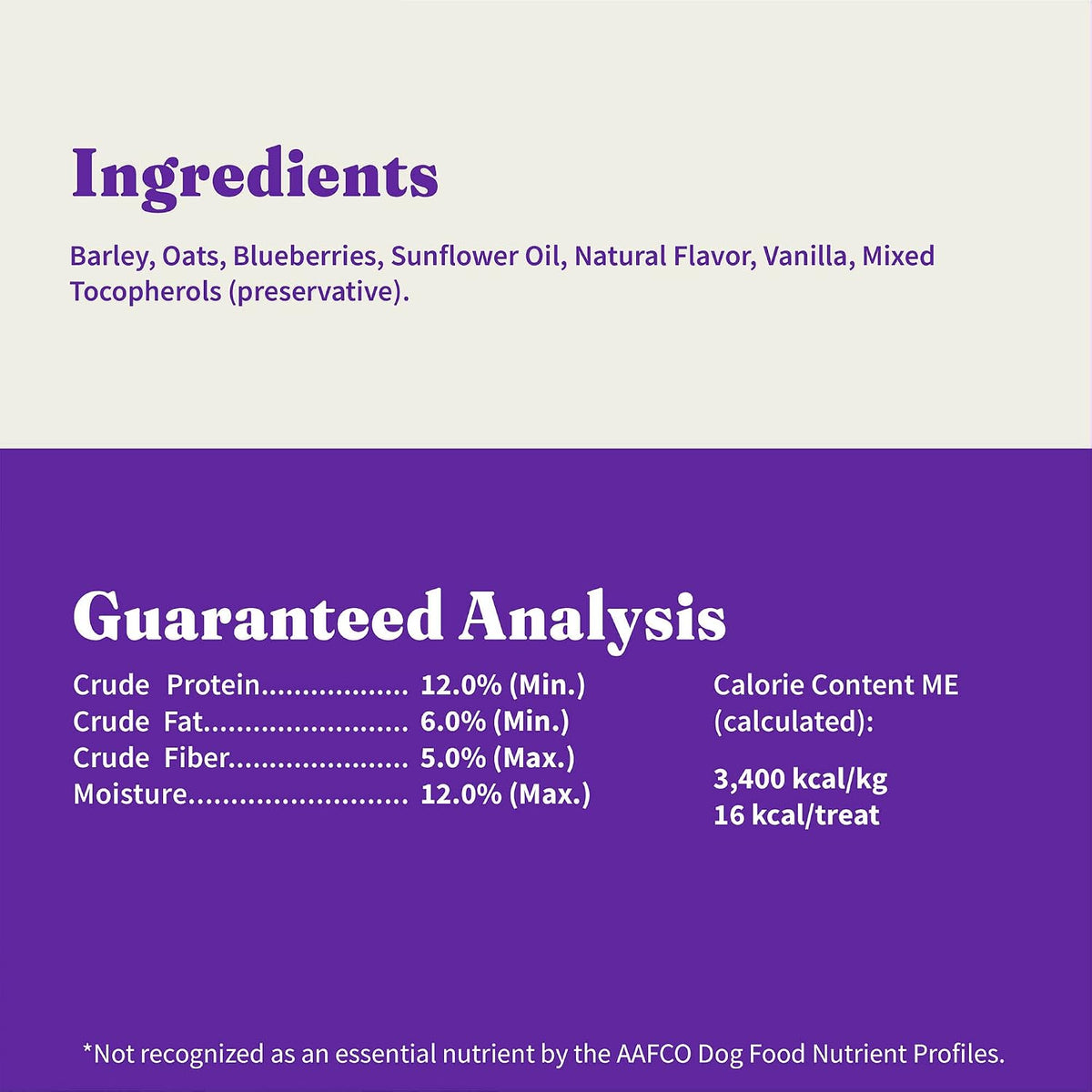 Halo Holistic Plant-Based Dog Treats, Oats & Blueberries, 8 oz