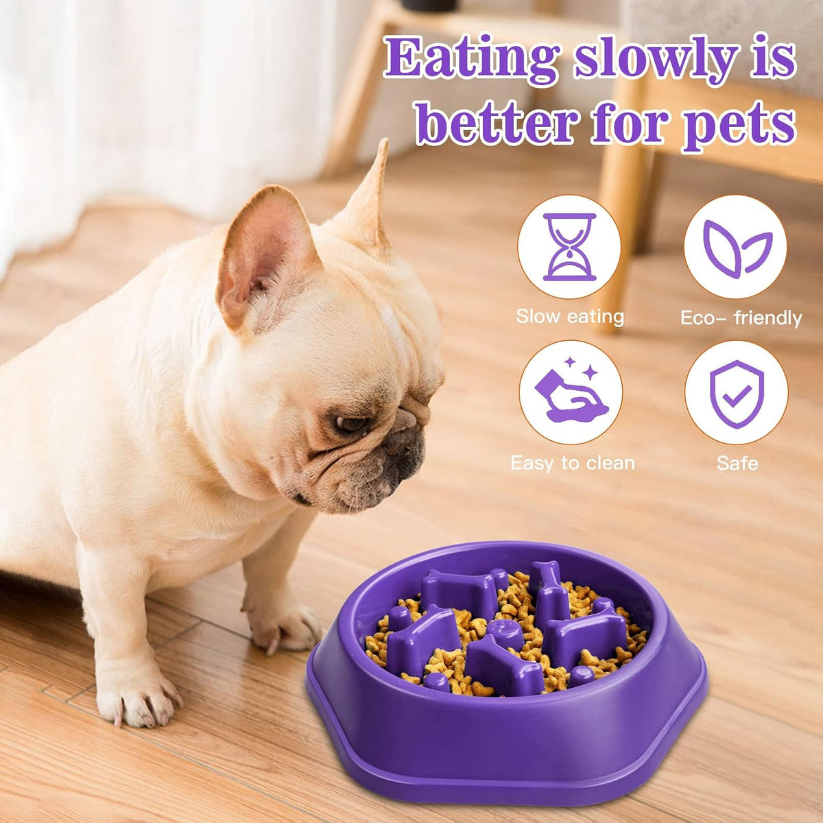 UPSKY Slow Feeder Dog Bowl Anti-Chocking Slower Feeding Pet Puzzle Bowls | Interactive Bloat Stop Dog Food Dishes, Non-Slide Dogs Lick Treat for Small Medium, Slow-Eating Maze Design, Easy to Clean 