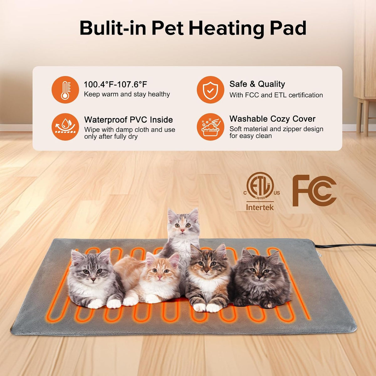 Heated Cat House for Outside in Winter, Weatherproof Outdoor Cat House with Cat Heating Pad, Waterproof &Safe Escape Door, Insulated Cat Shelter with Heater for Feral Barn Cats Kitty
