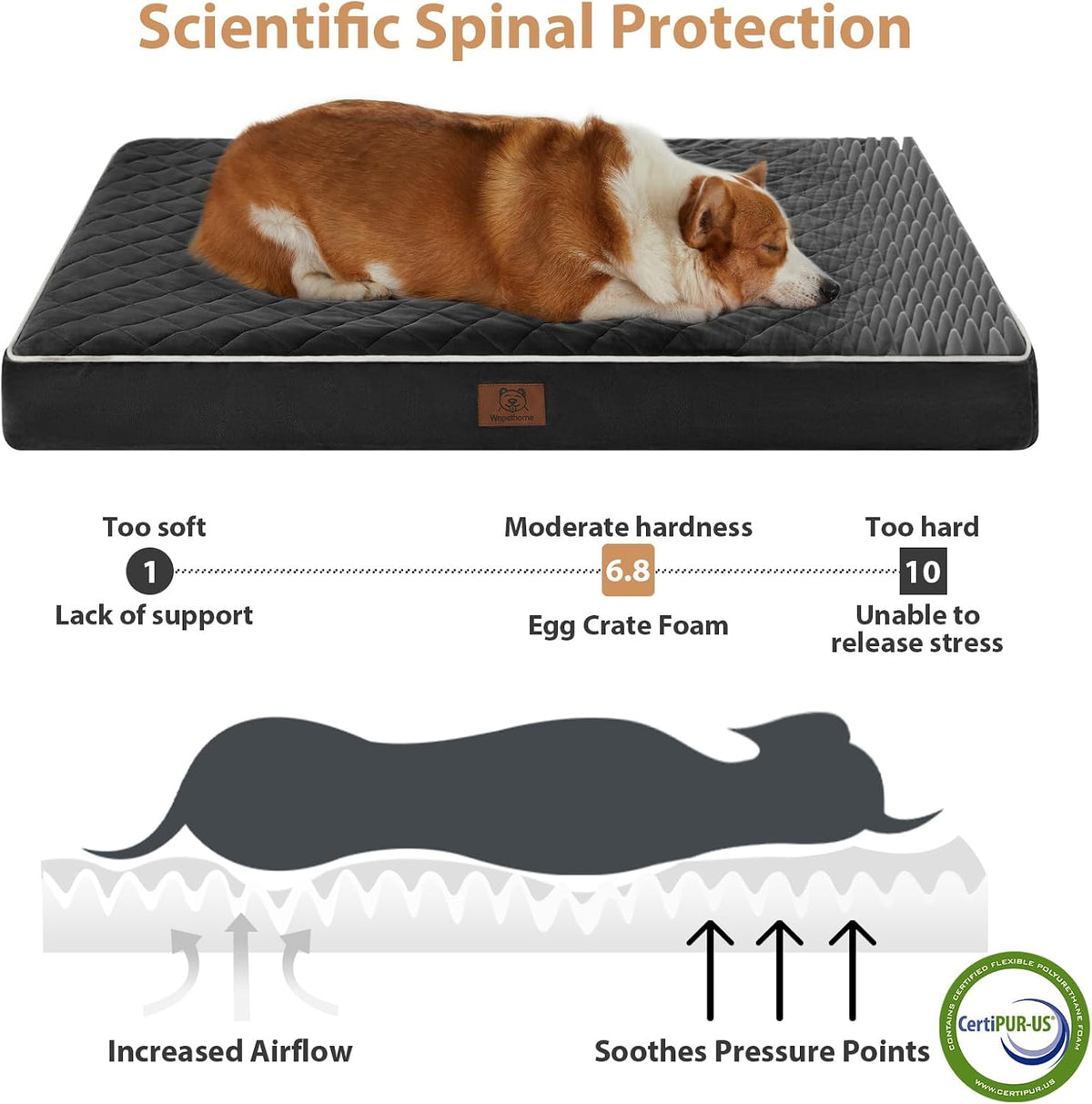 WNPETHOME Orthopedic Waterproof Large Dog Bed for Crate Cozy Sleep