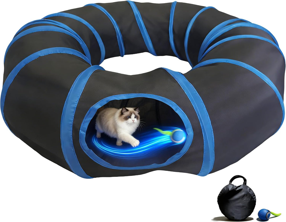 Interactive Cat Toy, Motion-Activated Ball in Round Cat Tunnel