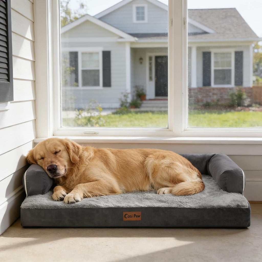 Orthopedic Washable Dog Bed for Medium Dogs, 35x22in, Dark Grey