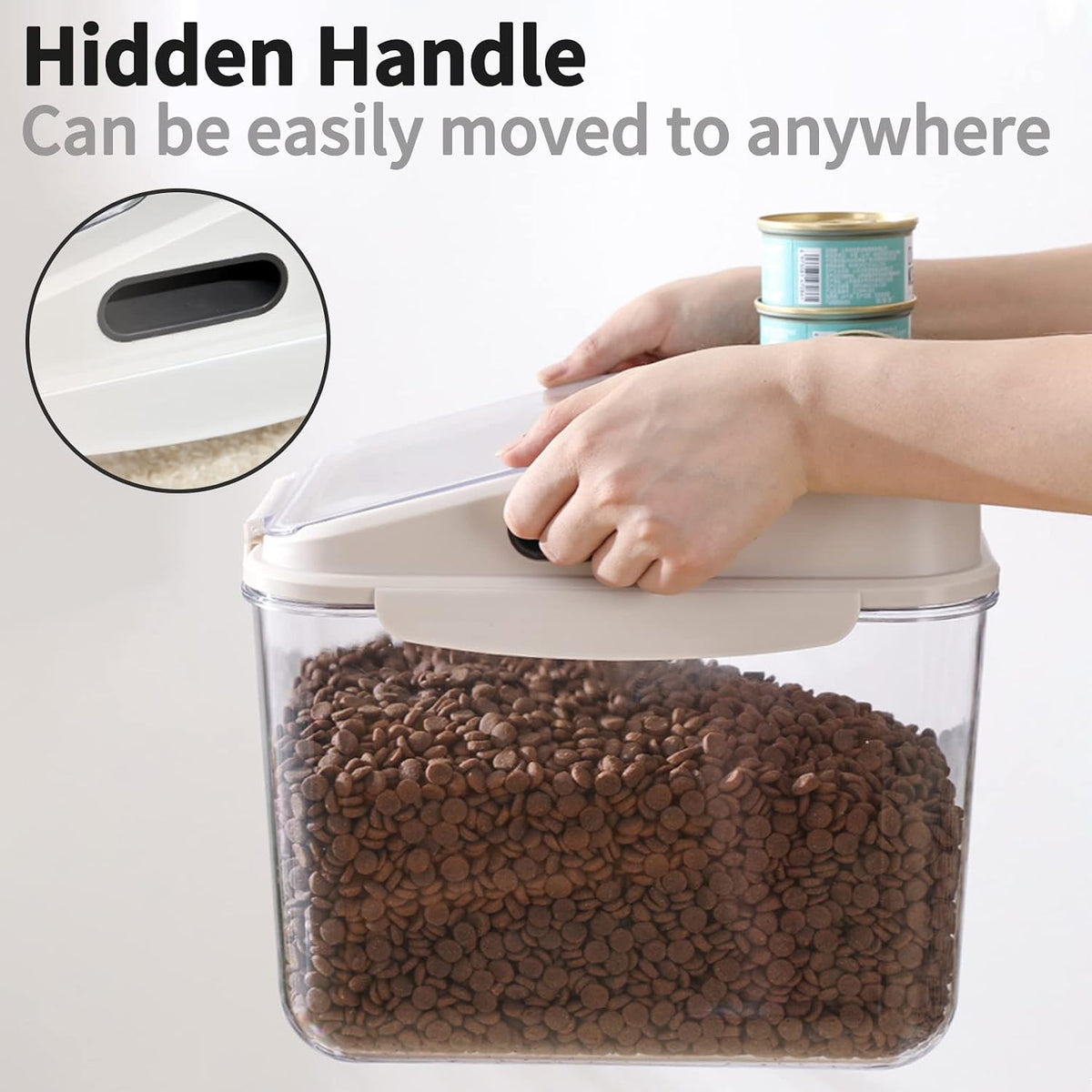 Fhiny 5.5LB Dog Food Storage Container, Airtight Pet Treat Bin Translucent Dry Food Grain Storage Barrels Sealed Bucket Moisture-Proof Plastic Cat Puppy Food Bin with Seal Locking Lid Keep Fresh