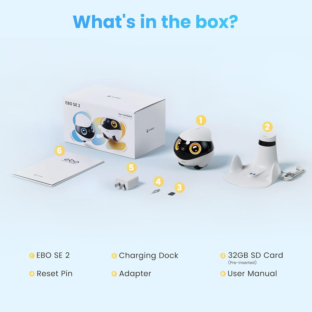 Enabot EBO SE 2 Mobile Pet Camera: 2K Home Robot Companion (Yellow Eyes)