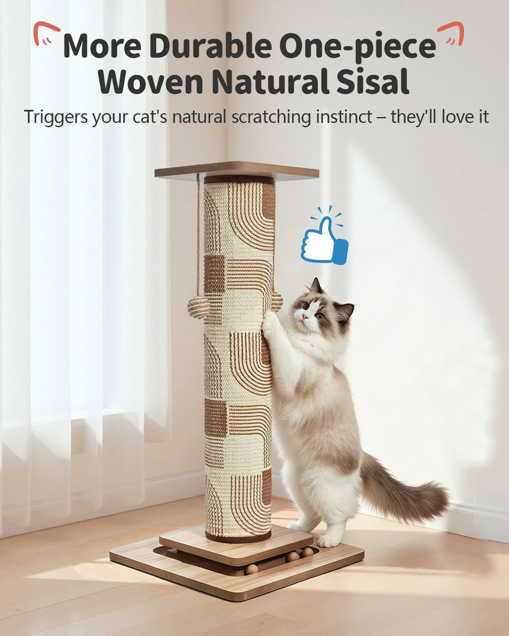 Odoland Cat Scratching Post Replace Mat Natural Sisal Scratcher Pad