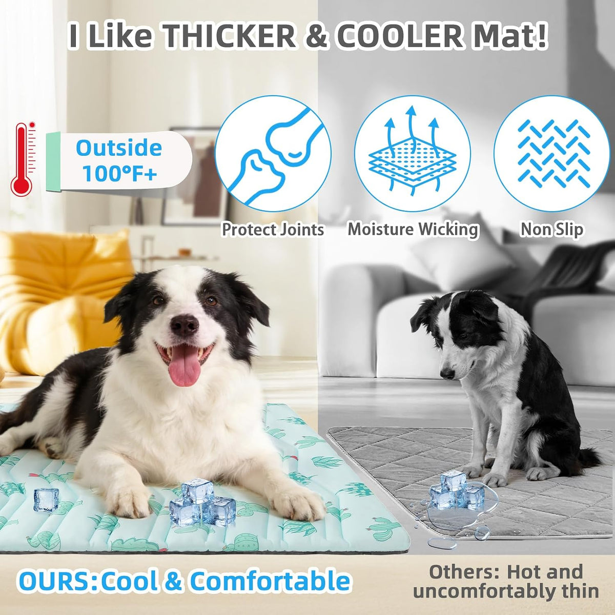 Dog Cooling Mat Extra Large, Q-Max>0.5 Double-Sided Thickened Breathable Cooling Pet Pad for Dogs Cats, 48*28in Washable&Portable Outdoor Dog Bed Kennel Waterproof Bottom for Sofa Crate Playpen Indoor