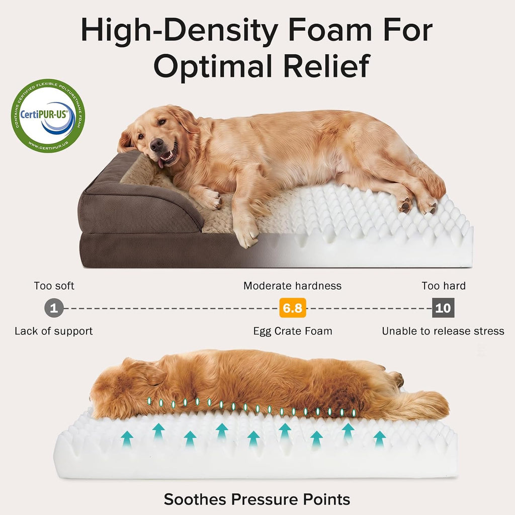 INVENHO Jumbo Orthopedic Dog Bed for Extra Large Dogs, Waterproof, Egg-Crate Foam Dog Couch Bed with Washable Removable Cover, Waterproof Lining and Nonskid Bottom