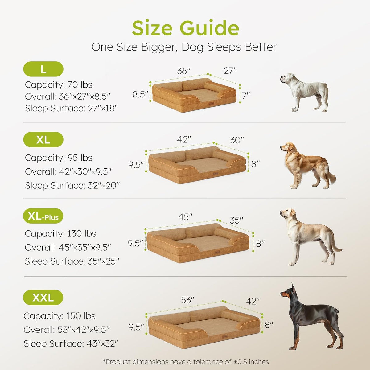 CWAWZ XXL Dog Bed - Giant Orthopedic, Cooling Gel Memory Foam, Waterproof with Removable Cover, 53" Sofa Bed, Dutch Velvet with Bone Toy, Brown