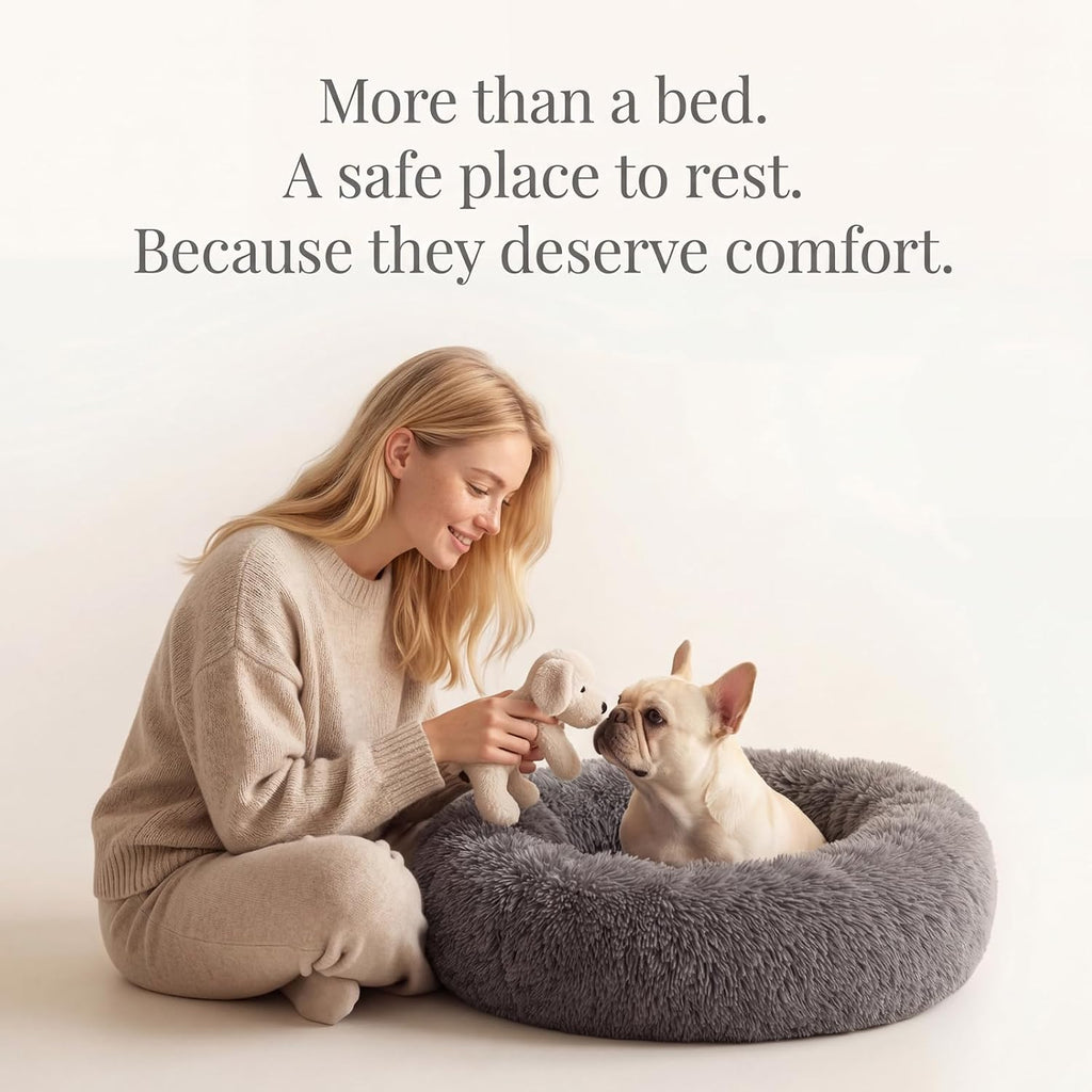 nononfish Soft Dog Bed for Small Dogs,Cozy Calming Donut Pet Bed