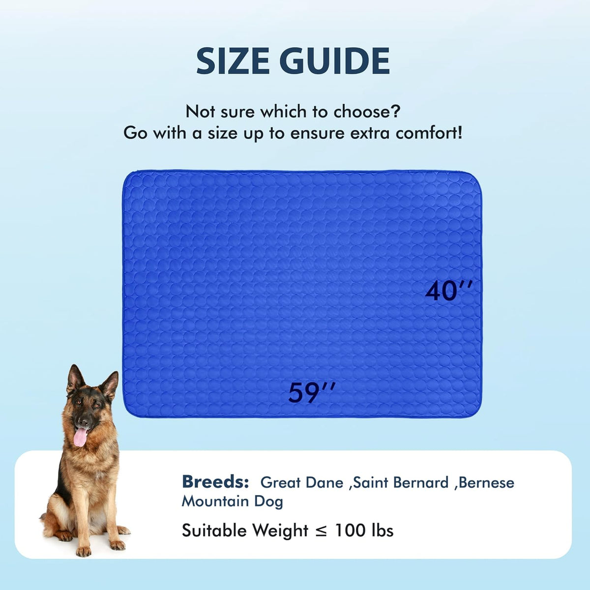 MICROCOSMOS Summer Cooling Mat & Sleeping Pad- Water Absorption Top, Materials Safe, Easy Carry, EZ Clean. Keep Cooling for Pets, Kids and Adults.(Dark Blue, 59" x 40")