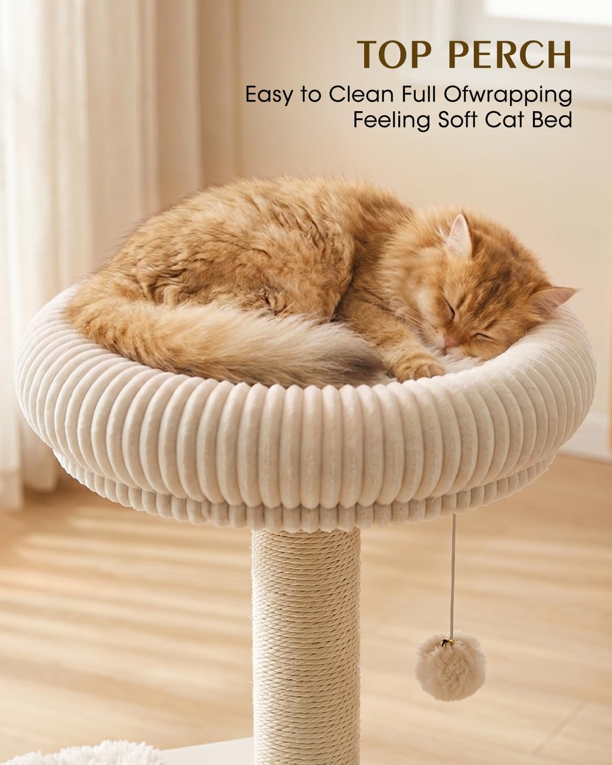Wood Cat Tree for Indoor Cats, Modern Cat Tower with Sisal Scratching Posts