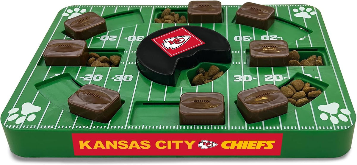 Pets First NFL Kansas City Chiefs Puzzle Toy for Dogs, Slow Feeder Board for Pets, Interactive Doggie Treat Toy