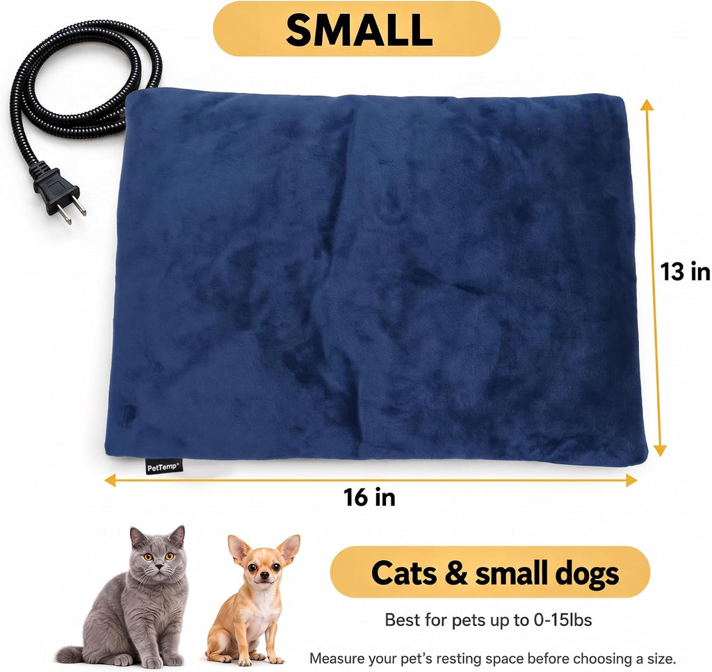 Cat Heating Pad, Heated Cat Bed, MET Safety Listed, Constant Warmth, Blue