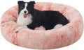 42 in Faux Fur Donut Dog Bed for Large Plus Dogs,Tie-dye Pink