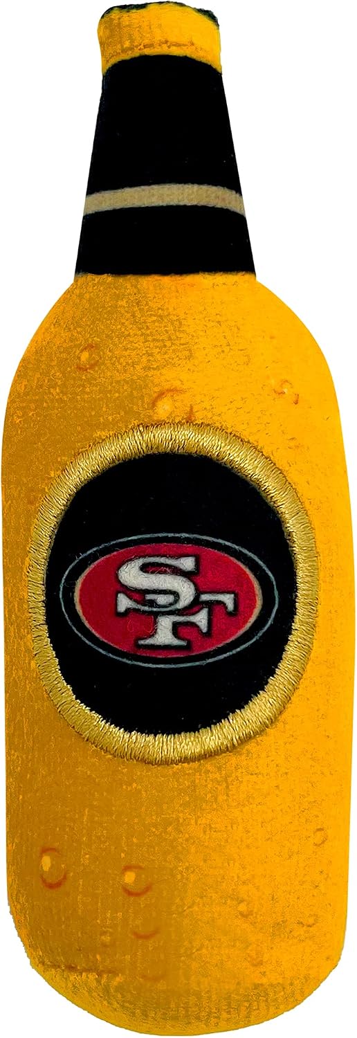 BEST PLUSH CAT TOY NFL SAN FRANCISCO 49ERS Complete Set of 3 piece Cat Toys filled with Fresh Catnip. Includes: 1 Helmet Cat Toy, 1 Football Cat Toy with Feathers & 1 Beer Bottle. Beautiful Team LOGOS