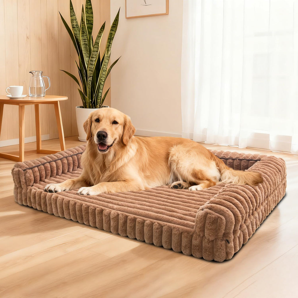 Waterproof Orthopedic Dog Bed for Large Dogs Brown
