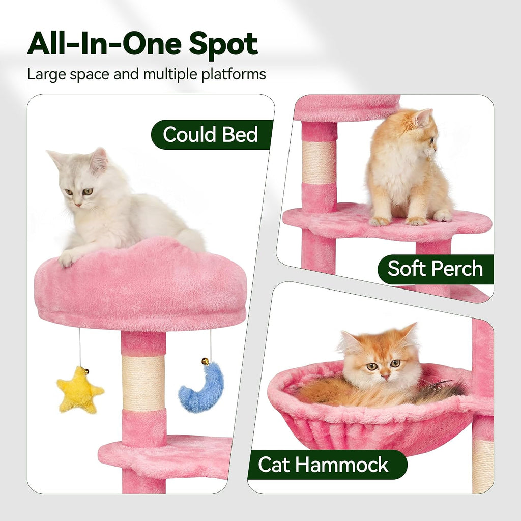 Meecal 43-Inch Small Cat Tree Cute for Kittens Under 6 Months 9lbs, Pink