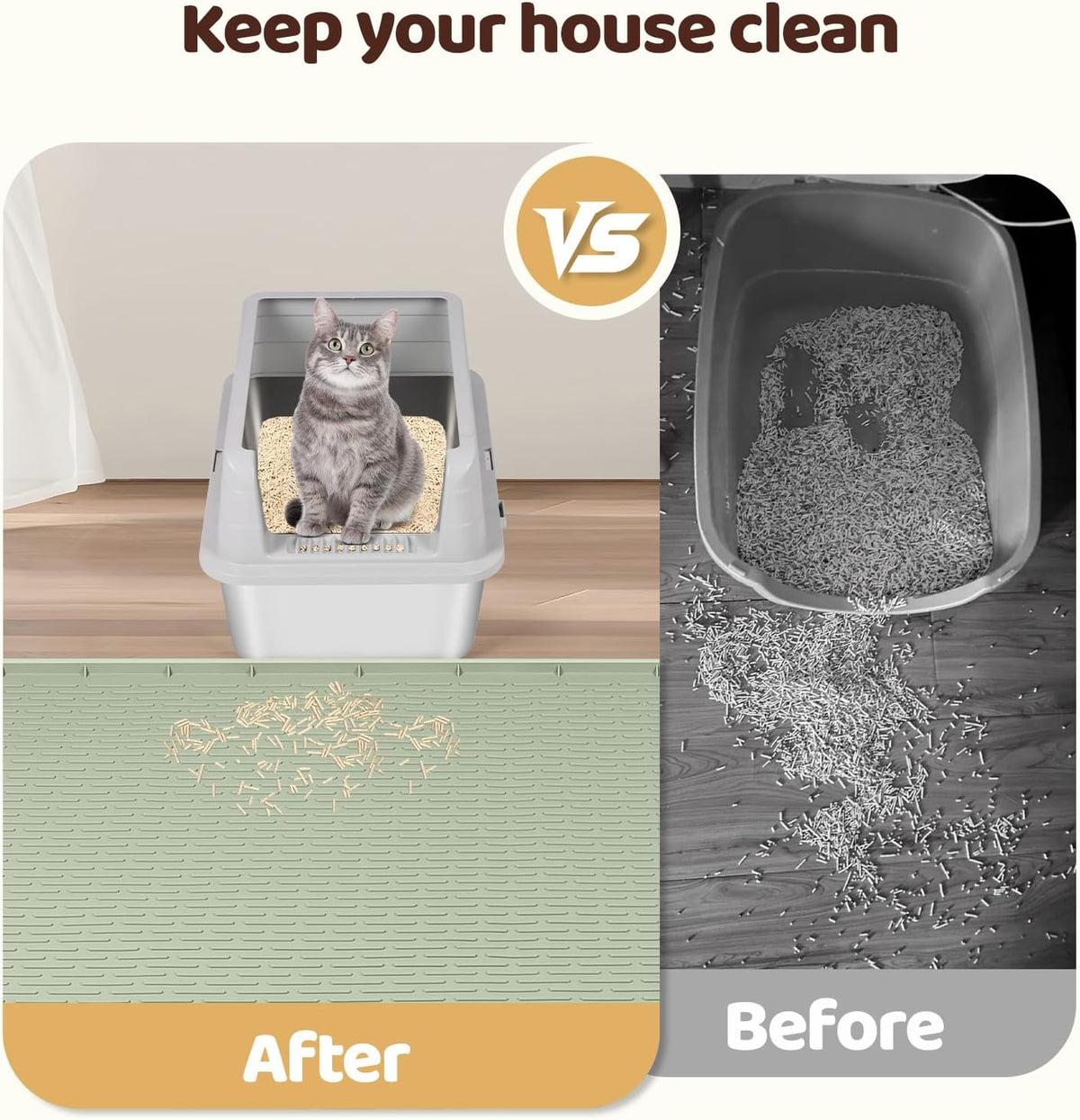 Silicone Cat Litter Mat for Litter Box 57”x40” Large Cat Mat, Green | Waterproof, Non-Slip, Leak-Proof Rug Mat with Lip, Easy to Clean, Extra Large Litter Catcher Mat for Floor