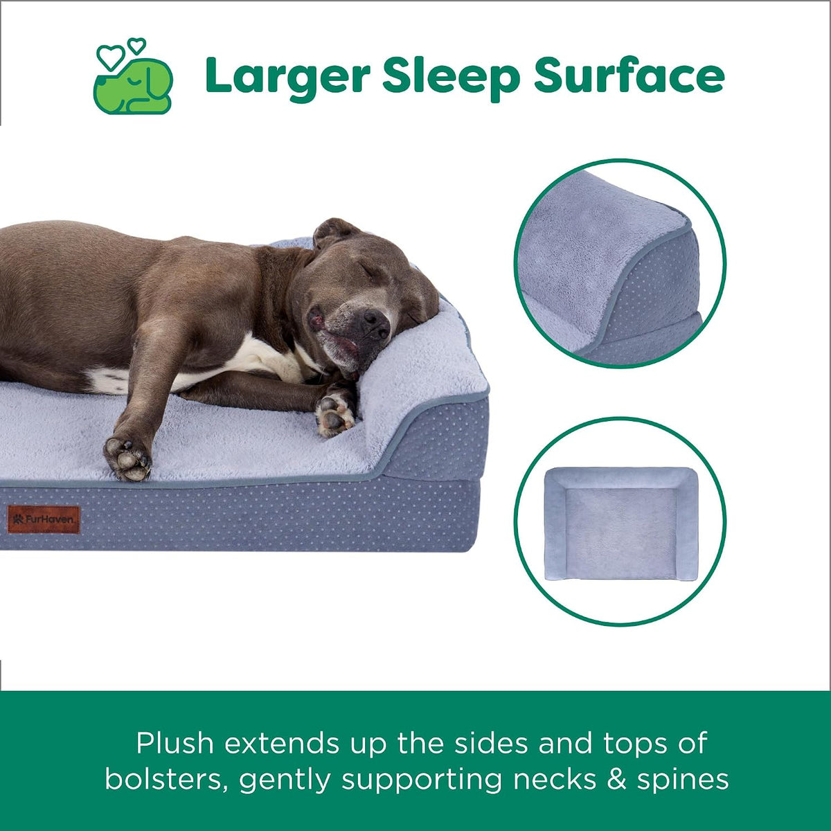 Furhaven Embossed Velvet Cooling Gel Sofa Pet Bed, Steel Blue, Jumbo Plus