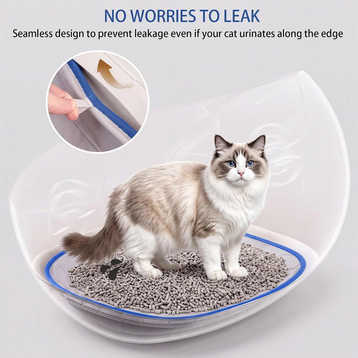 Waterproof Pads for Open Top Self-Cleaning Cat Litter Box, 2-Pack | Washable Removable Cat Litter Box Pads, Leak-Proof Replacement Liner Accessories