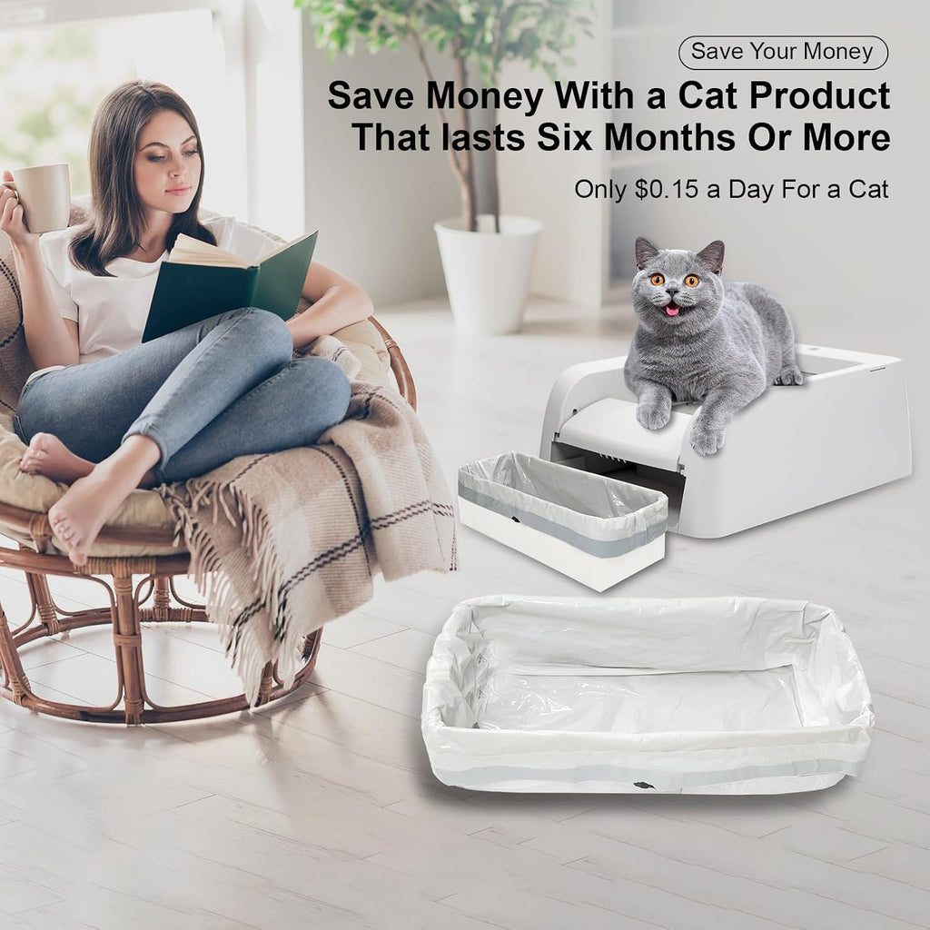 Cat Litter Box Liners for PetSafe Clumping Self-Cleaning Litter Box, Drawstring Litter Box Liner, Replaceable Cat Waste Bag, Easy Cleanup (50 Count)