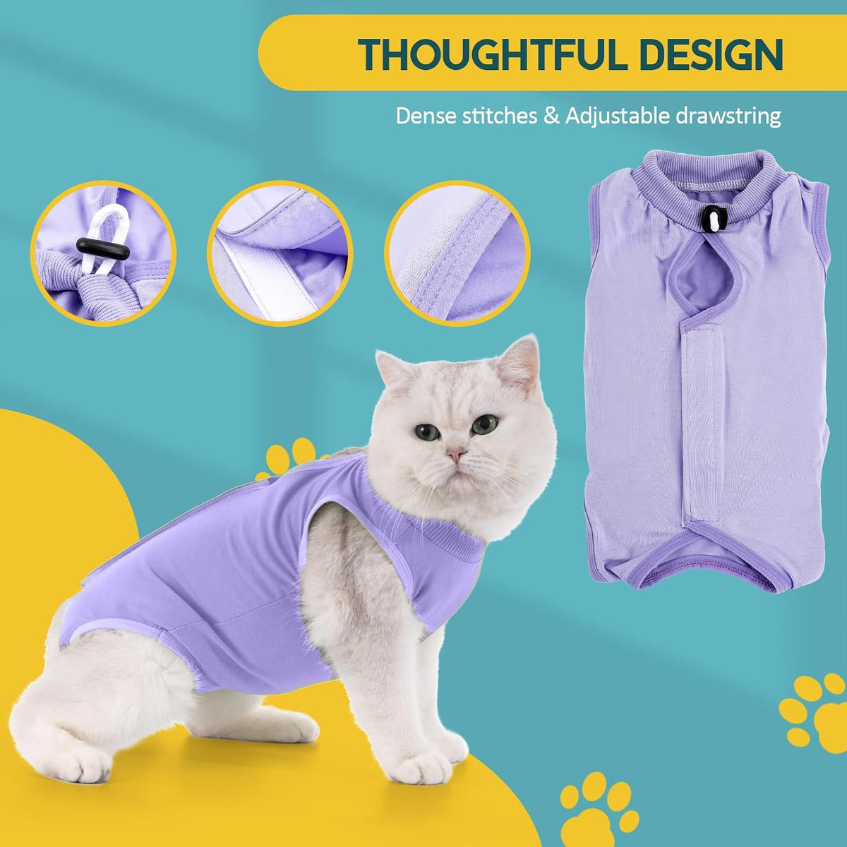 Avont Cat Recovery Suit - Kitten Onesie for Cats After Surgery