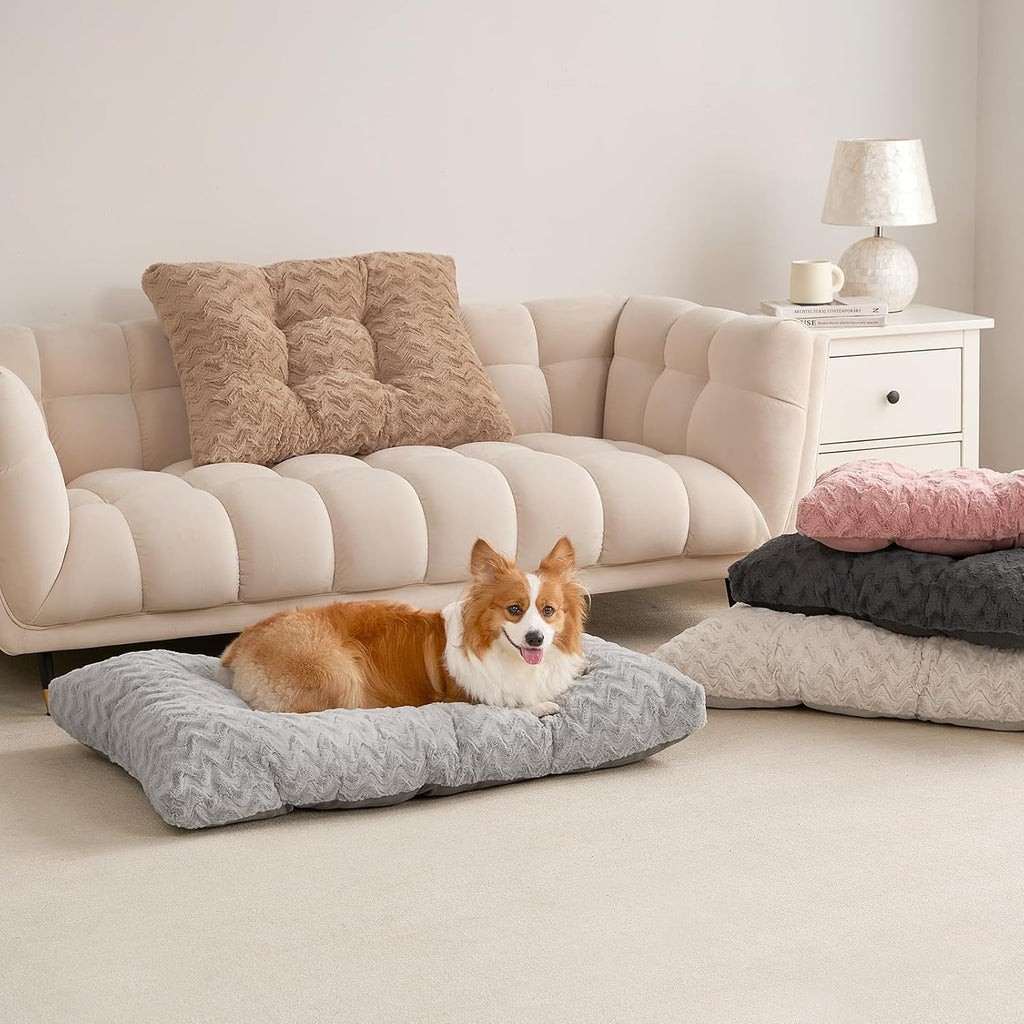 EHEYCIGA Washable Large Dog Bed for Crate, 35x23 Inch Pet Bed, Camel