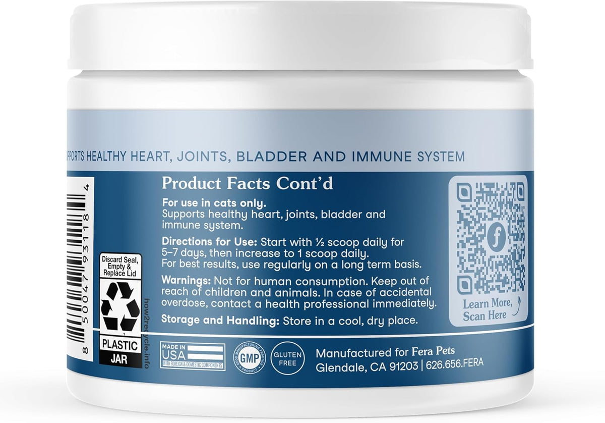 Fera Pets Cat Multivitamin- Daily Wellness Blend with Probiotics, 60 Scoops