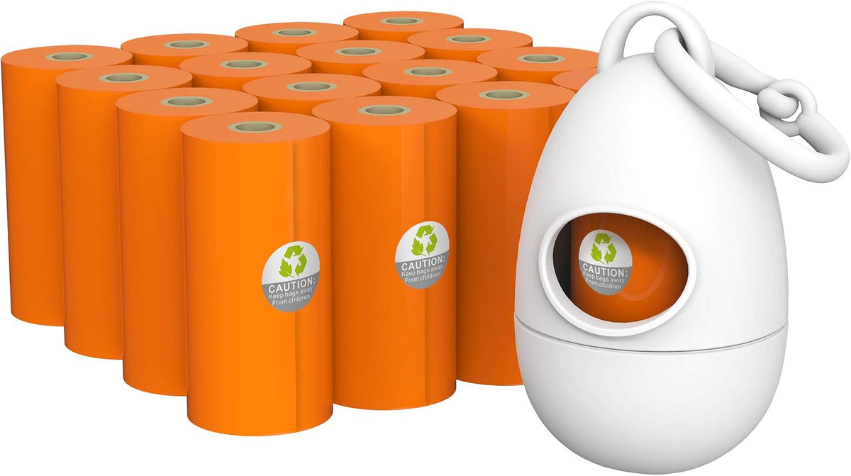 TUG Dog Waste Bag Dispenser with Poop Bags, White, 17 Rolls | 17 Rolls, 255 Bags Total, 15 Bags Per Roll