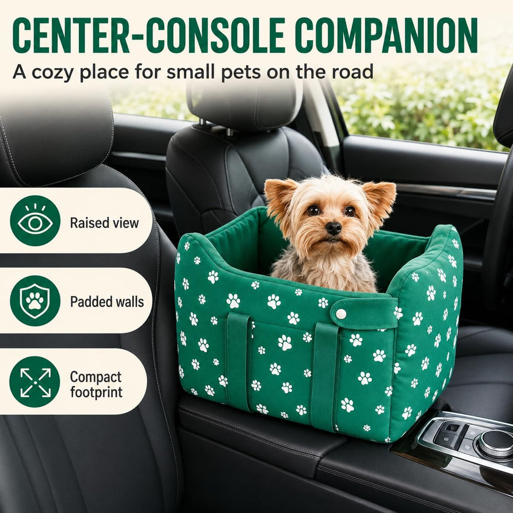 Center Console Dog Car Seat Safe Travel for Small Dogs Under 15 lbs