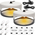 Flea Traps for Inside Your Home, 2 Pack Flea Trap with Sticky Pads Refills & Light Bulb Replacement, Odorless Natural Indoor Bed Bug Light Killer Insect Infestation Treatment Trap for Kids Pet
