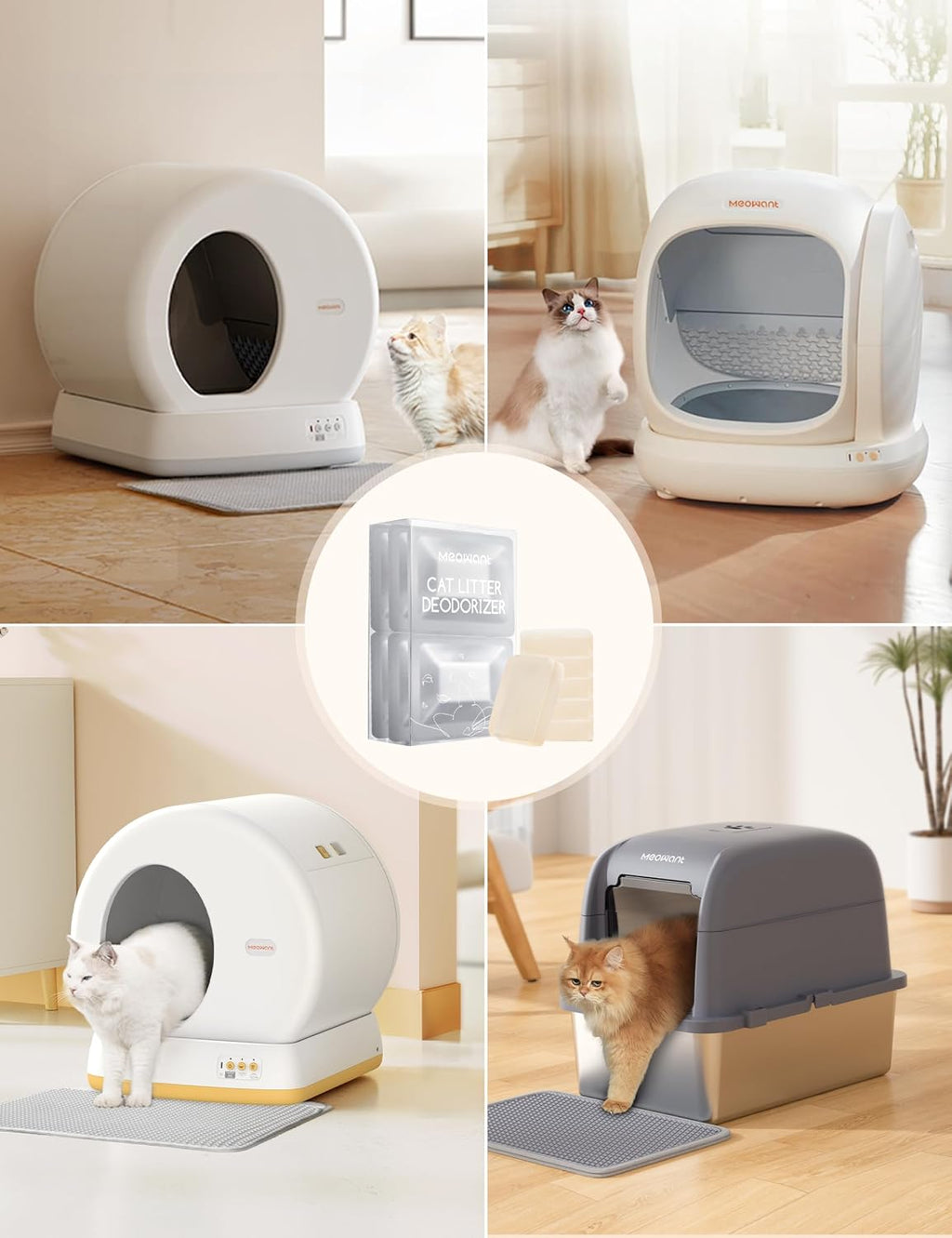 Meowant Pet Odor Eliminator, Automatic Cat Litter Box Odor Deodorant Gel