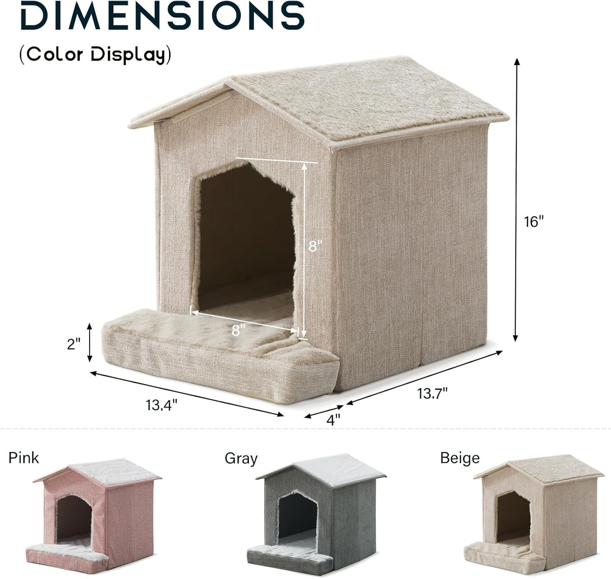 Cat Beds for Indoor Cats,Cat Houses,Cat Cave with Orthopedic Cushion,Foldable Cat Condos,Hideaway,Shelter,Beige Cat Tent for Small Dogs and Rabbit,Squirrel