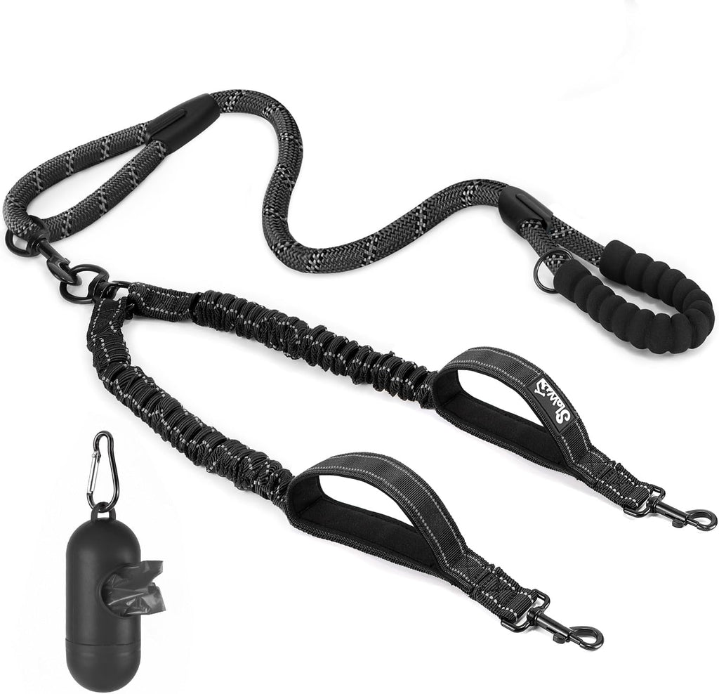 Lukovee Double Dog Leash, Heavy Duty Lead, No Tangle, Plus Handle,L