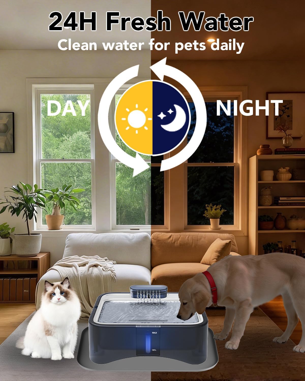 UPSKY Cat Water Fountain, 2.25Gal Large Capacity for Multi-Pet Homes