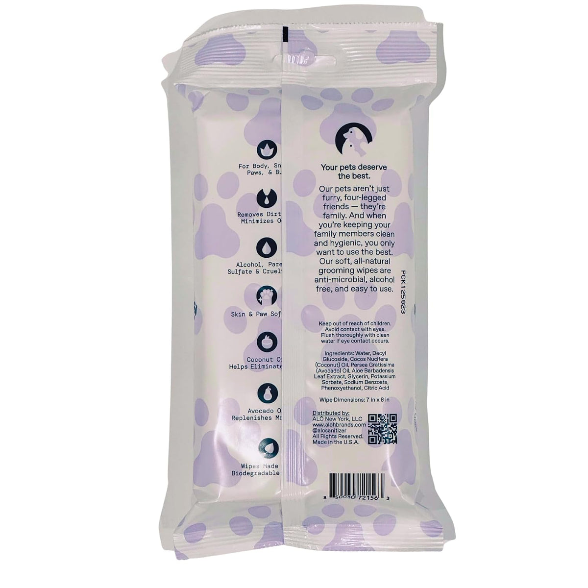 ALŌH Hypoallergenic Multi-Purpose Pet Wipes, All-Natural & Unscented | Grooming & Cleaning Wipes for Paws, Butt, Face & Body - Sensitive Skin Safe with Coconut & Avacado Oil - 3 x 50ct (150ct)