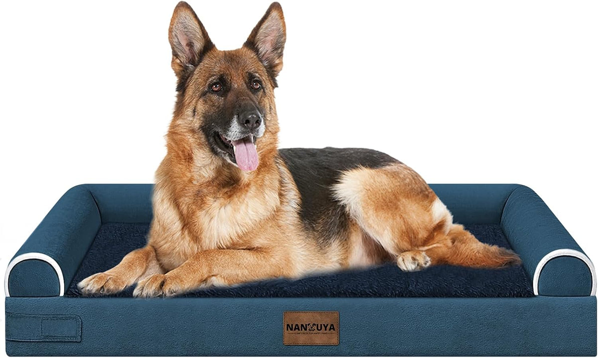NANUYA Orthopedic Dog Bed for Jumbo Dogs, 48 x 33 Inch, Navy Blue