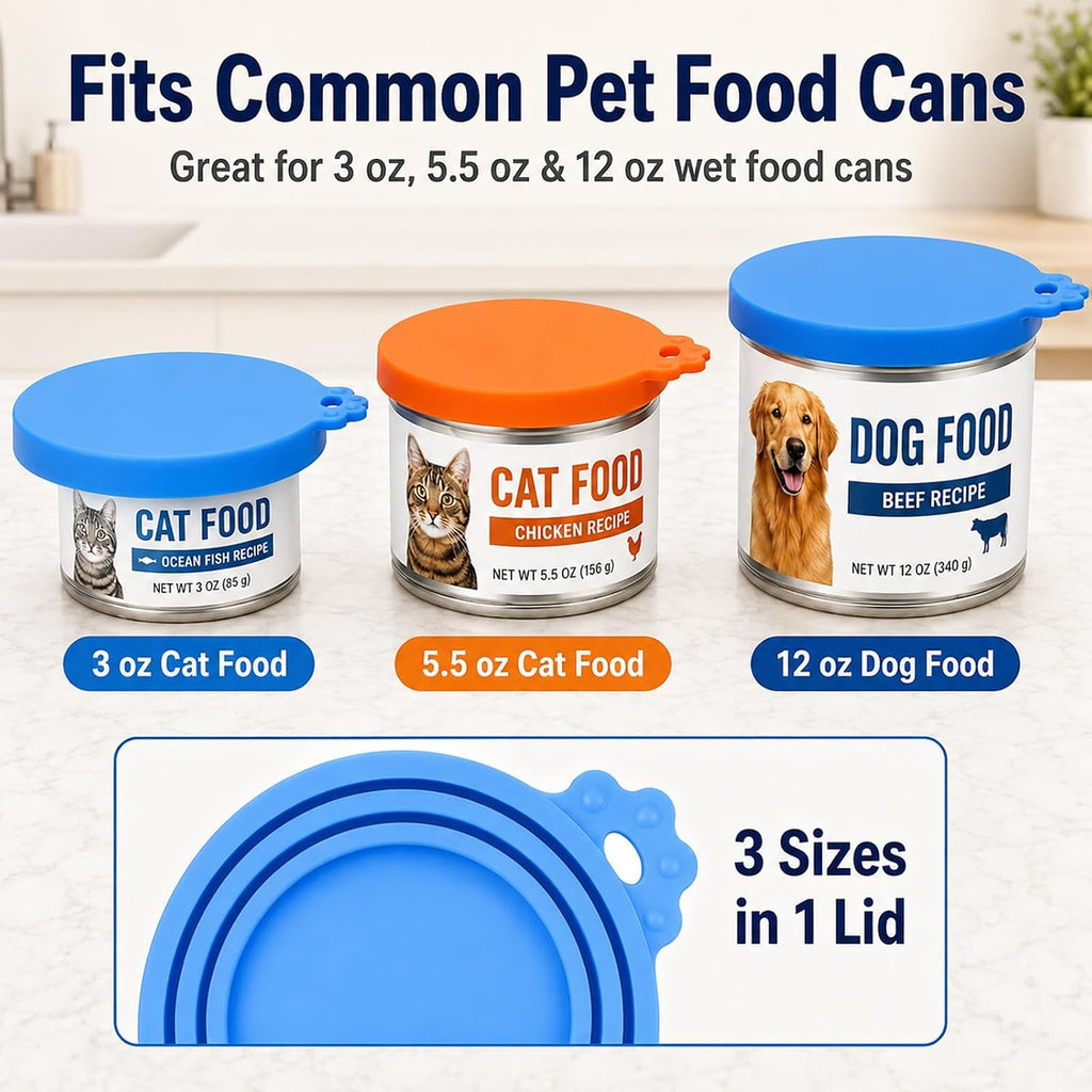 Lydia's Deal 4 Pack Universal Pet Food Can Covers, Silicone Lids for Dog and Cat Cans, Fit Most Standard Sizes (Multicolor) 