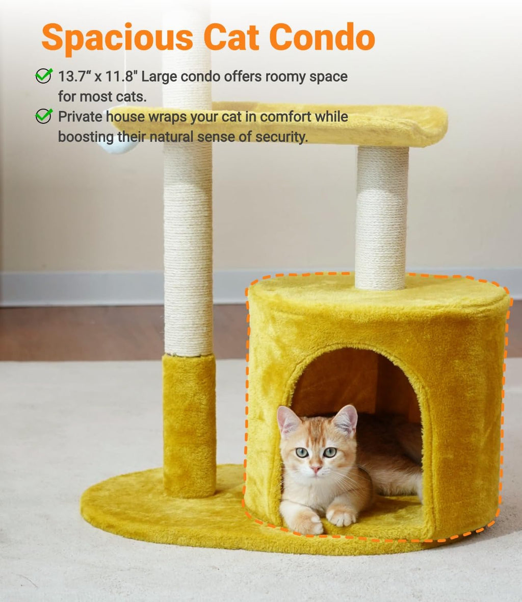 Happi N Pets 33" Cloud Cat Tree Tower, Cozy Bed & Large Condo for All Cats
