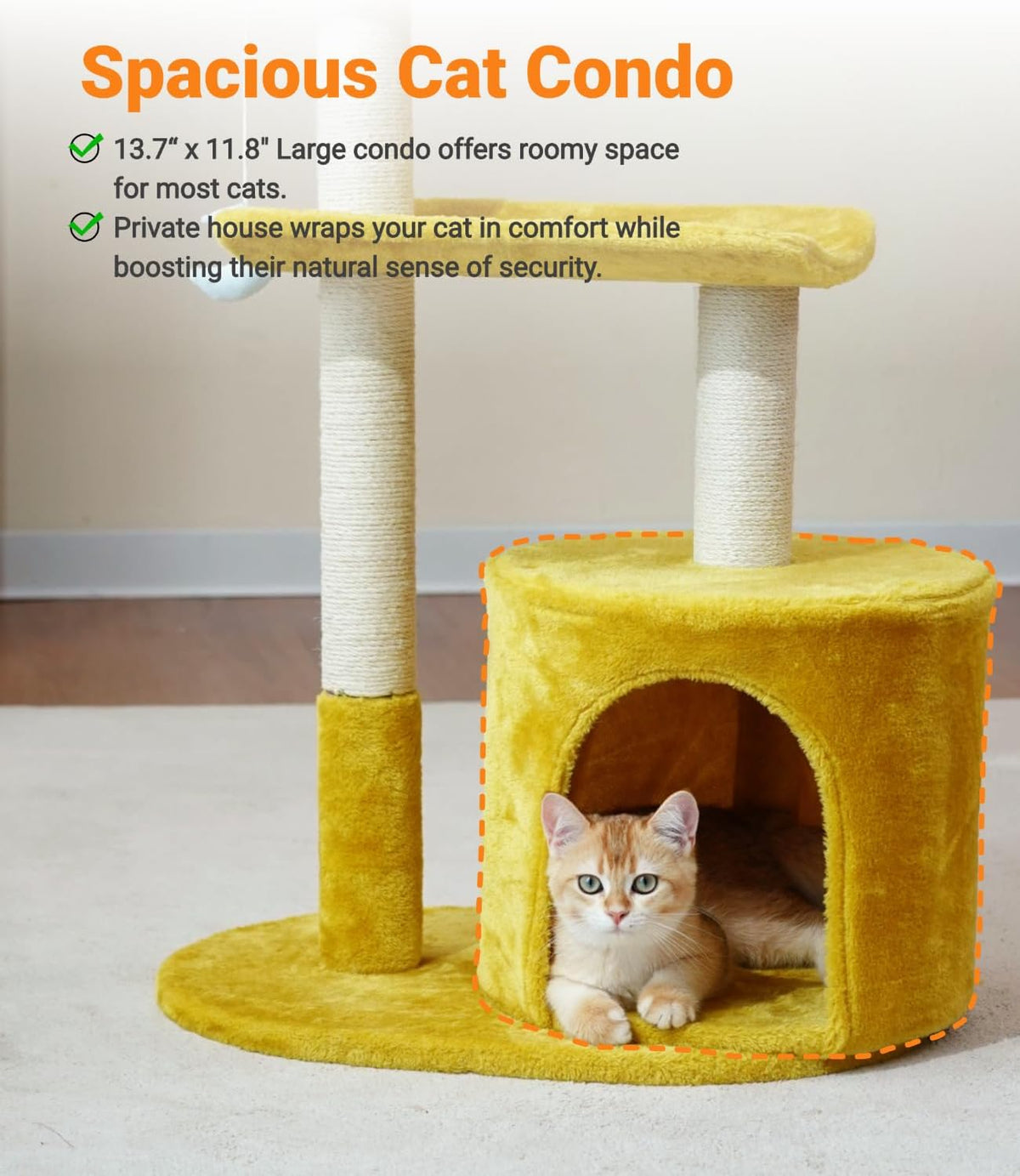 Happi N Pets 33" Cloud Cat Tree Tower, Cozy Bed & Large Condo for All Cats