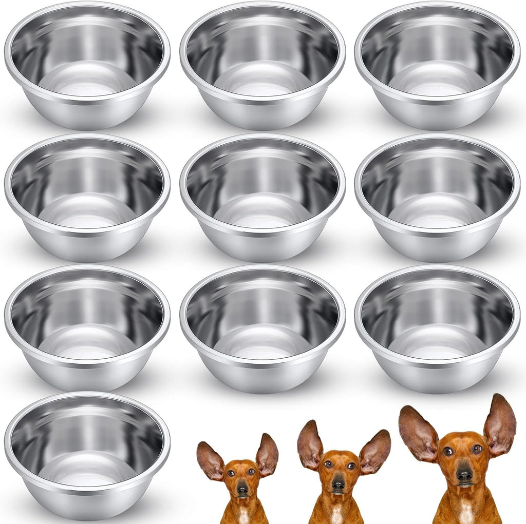 Ziliny 10 Pcs 8 Cup Metal Dog Bowls Stainless Steel Food Dish 64 Oz | Thickened,for Medium Large Dogs Cats,Dishwasher Safe ,Travel Kennel Feeding, Heavy Duty Stainless Steel Construction