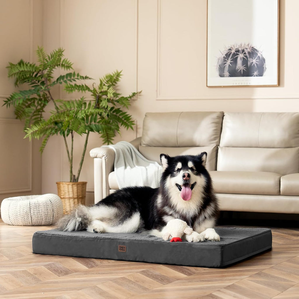 EHEYCIGA Orthopedic Dog Bed Large with Removable Washable Cover, 50IN Grey