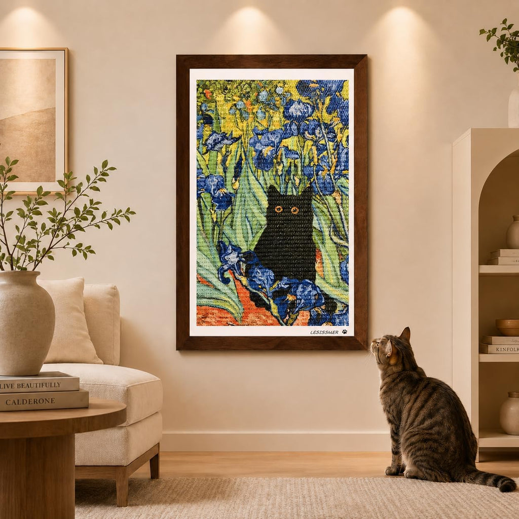 Wall Art Cat Scratcher, Framed Sisal Scratch Pad, No-Drill
