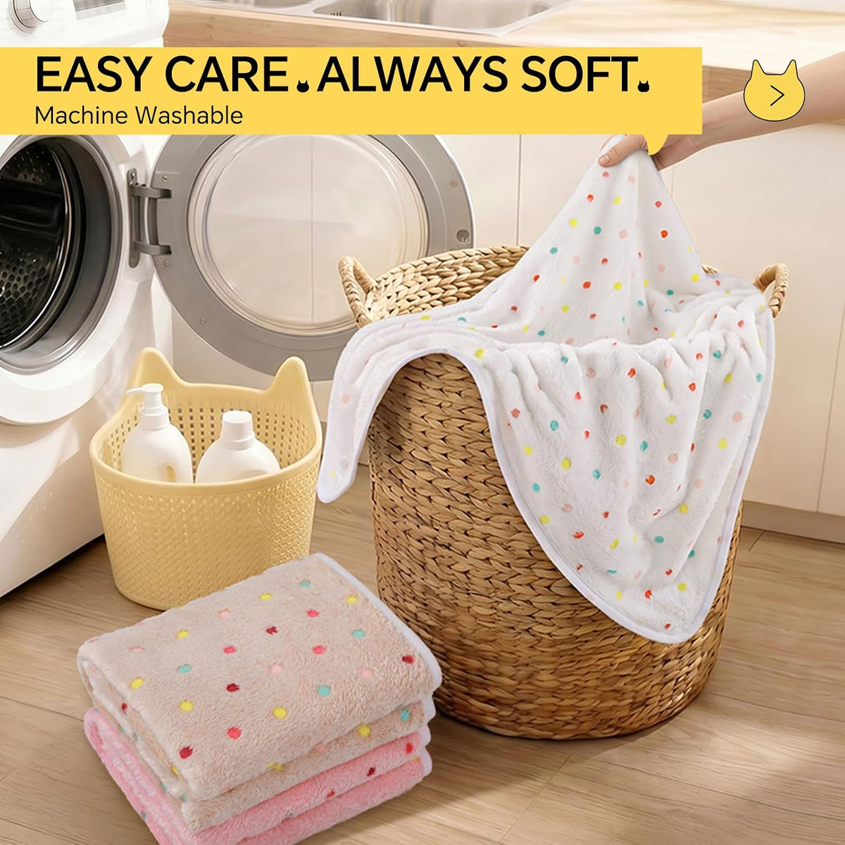 1 Pack 3 Blankets Super Soft Cute Dot Pattern Pet Blanket Flannel Throw for Dog Puppy Cat Dot (Large(41x31), Beige/Brown/Pink)