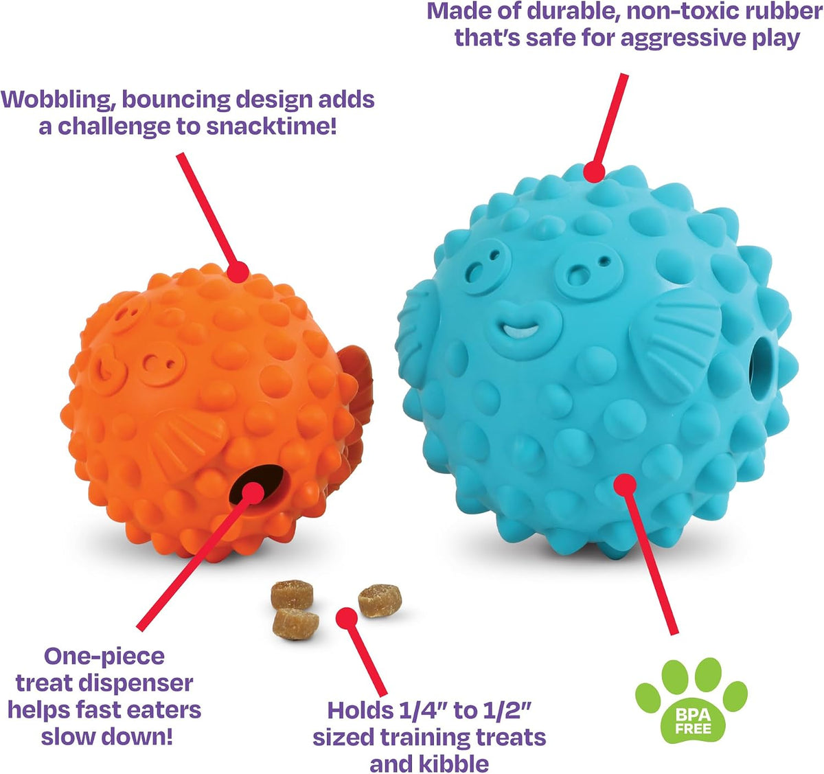 Brightkins Tough & Tumble Treat Dispenser Large Pufferfish