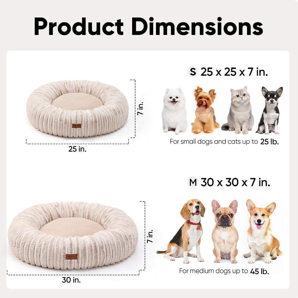 FUKUMARU Dog Bed, 30" Orthopedic Dog Beds for Medium Dogs, Donut Cat Beds