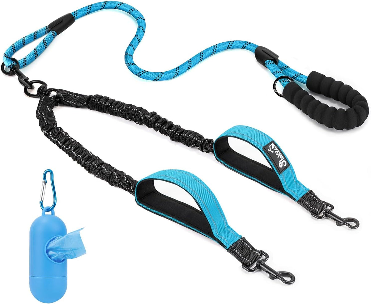 Lukovee Double Dog Leash, Heavy Duty Lead, No Tangle, Plus Handle,M