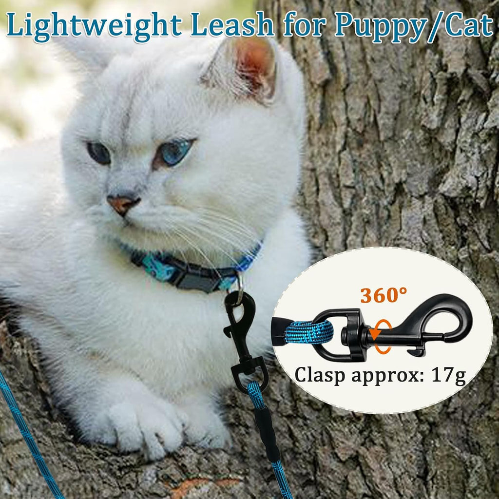 WYuZe 1/5" Reflective XS Rope Dog Leash 10ft for Small Dogs Cats up to 15lb