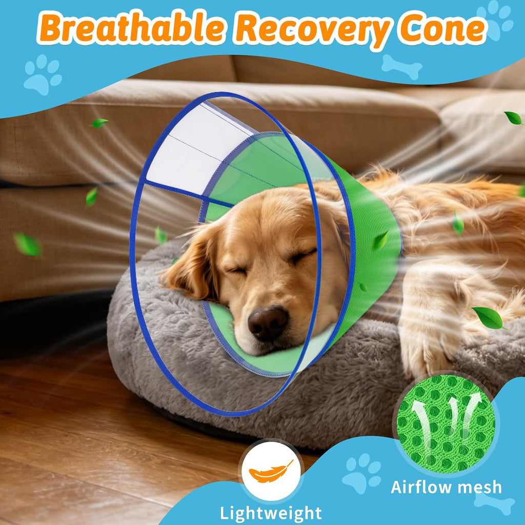 Dog Cone Collar, Clear Soft Cone to Stop Licking, Breathable Mesh