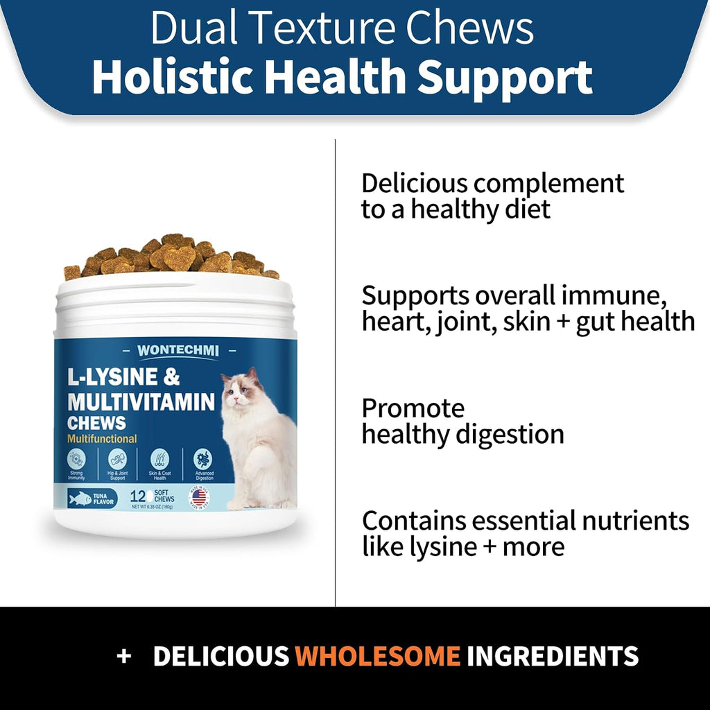 L-Lysine for Cats, Immune Support Cat Treats & Cat Multivitamin